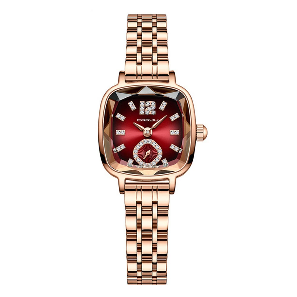 CRRJU Stainless Steel Women Watch Square Luxury Rhinestone Quartz Watch Business Waterproof Fashion Wrist Watch (image for) CRRJU Stainless Steel Women Watch Square Luxury Rhinestone Quartz Watch Business Waterproof Fashion Wrist Watch